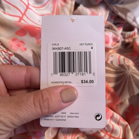 NWT • Nike • Pre-School Let's Roll Romper • Hot Punch • 36K807-A5C • Size 6X - Picture 6 of 6